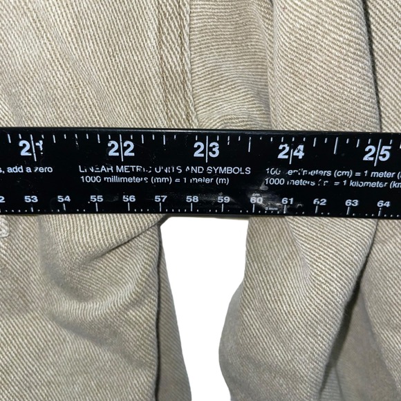 The Post Distressed Denim Jacket Khaki Green Raw Hem Pockets Button Front Size S - Picture 5 of 8